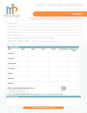 Timesheet template - mining people international