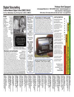 Digital Storytelling Professor Brett Oppegaard Creative