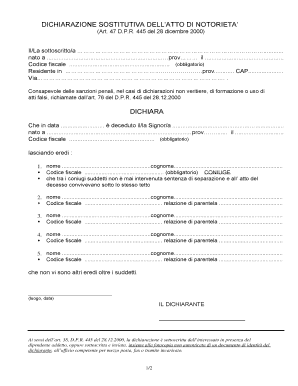 Dichiarazione Sostitutiva Atto Notorio Eredi Con Delega All incasso 