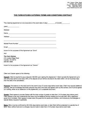 THE FARM KITCHEN CATERING TERMS AND CONDITIONS CONTRACT