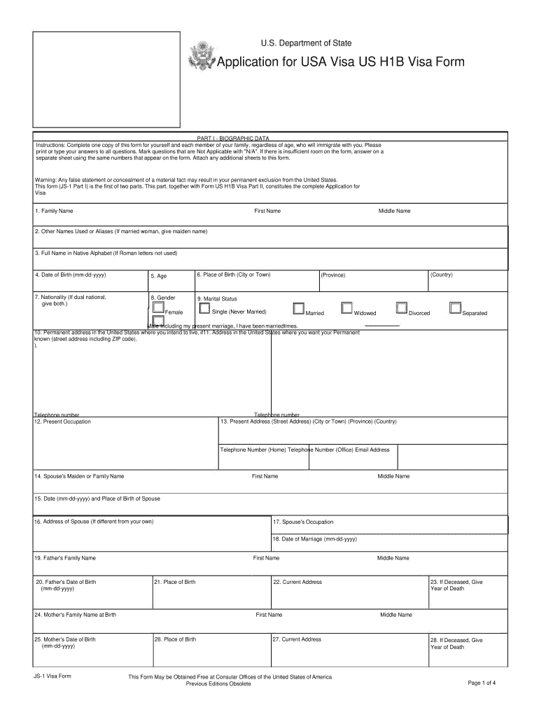 Form For Usa Form Visa Fill Online Printable Fillable Blank PdfFiller