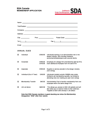 Work hours invoice template - SDA Canada MEMBERSHIP APPLICATION