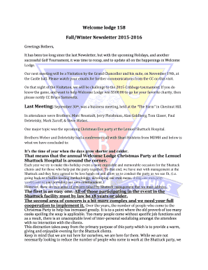 Welcome lodge 158 FallWinter Newsletter 2015-2016 - masskofp