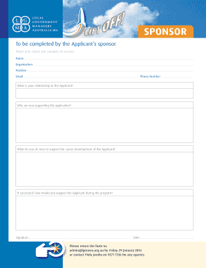 To be completed by the Applicants sponsor - lgmawaorgau - lgmawa org