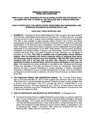 Verizon rebate terms and conditions