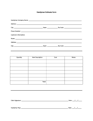 Handyman Bid Sheet Template Fill Online Printable Fillable Blank Handyman Bid Sheet Template Fill Online Printable Fillable Blank