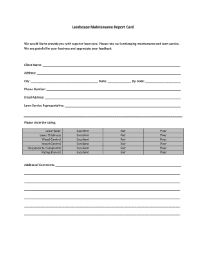 Landscape Maintenance Report Card - Free Links