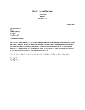 Monthly Payment Plan Letter - Free Links