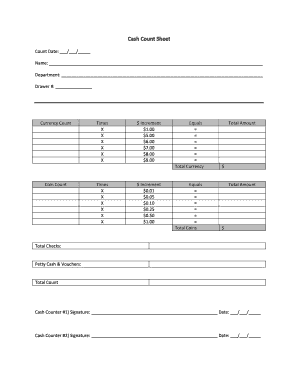 Fillable Online Cash Count Sheet Free Links Fax Email Print pdfFiller Fillable Online Cash Count Sheet Free Links Fax Email Print pdfFiller