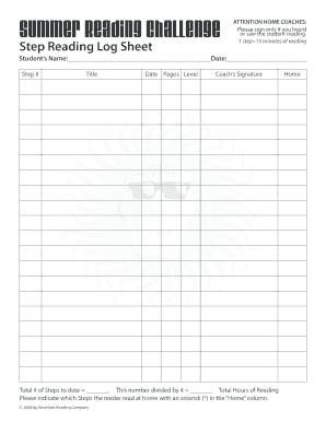 Home reading log - Step Reading Log Sheet - Octavius V. Catto Community School