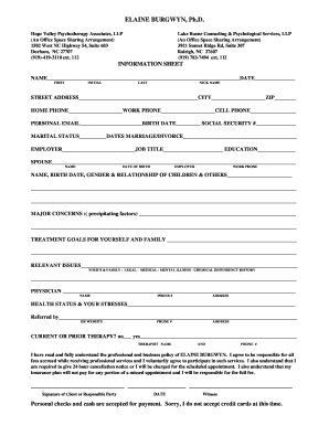 Office sharing agreement - INFORMATION SHEET - HOPE VALLEY PSYCH