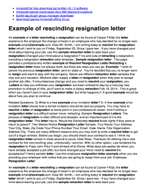 Letter of resignation sample - Example of rescinding resignation letter - Minecraft sign up free no bb