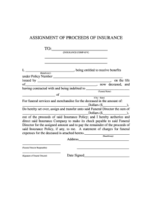 insurance assignment of benefits form