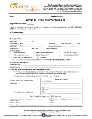 Letter of Intent and Proposal Form - Orange Blush Salon