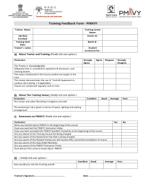 Trainer evaluation form for trainees - pmkvy certificate download