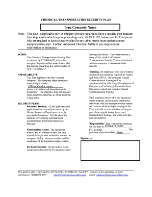 Permission letter to principal - JMANUALSDOTCHEMICAL TRANSPORTATION SECURITY PLAN