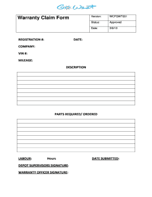 Warranty Claim Form