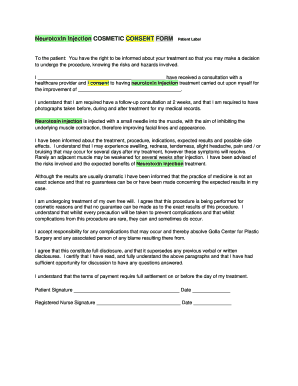 Neurotoxin consent form