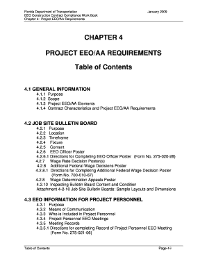Florida Department of Transportation EEO Construction Contract Compliance Work Book Chapter 4: Project EEO/AA Requirements January 2009 CHAPTER 4 PROJECT EEO/AA REQUIREMENTS Table of Contents 4 - dot state fl