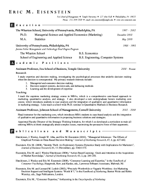 Fullform of cv - eric eisenstein