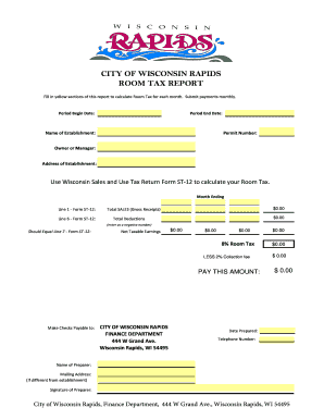 Room bTax Formb - fillxlsx - bWisconsinb Rapids - wirapids
