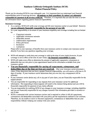 Patient Financial Policy You are financially responsible for paying ...