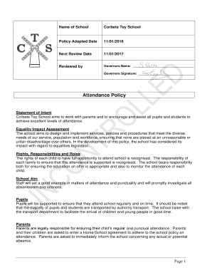 Attendance Policy - Corbets Tey School - staging corbetsteyschool org