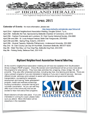 April 2015 Highland Neighborhood Association General Meeting - highlandneighborhood