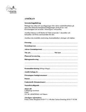 Investment Grant Application