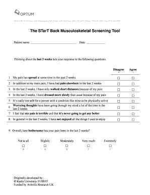 STarT Back Musculoskeletal Screening Tool