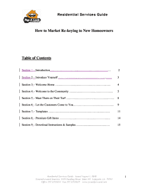 How to Market Re-keying to New Homeowners Table of Contents