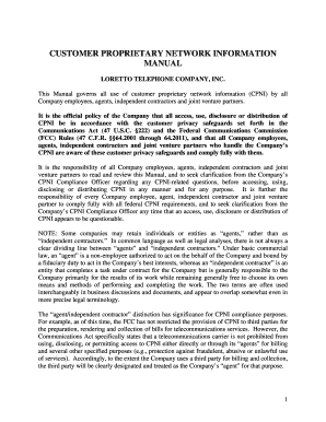 Fillable Online CUSTOMER PROPRIETARY NETWORK INFORMATION MANUAL 2 Fax