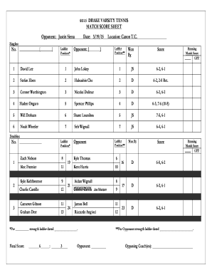 MATCH SCORE SHEET - mcalsports