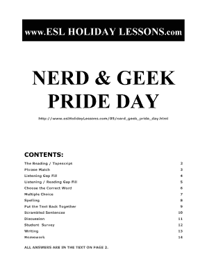 Nerd & geek pride day - ESL Holiday Lessons