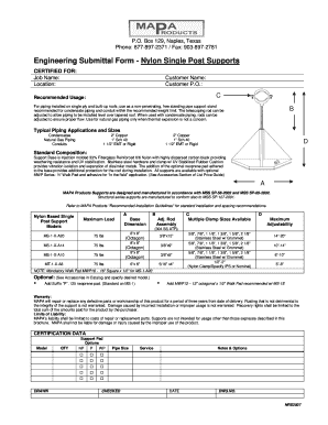 Engineering Submittal Form - Nylon Single Post Supports - protechonline