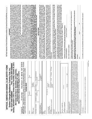 AKC Dog Event Entry Form