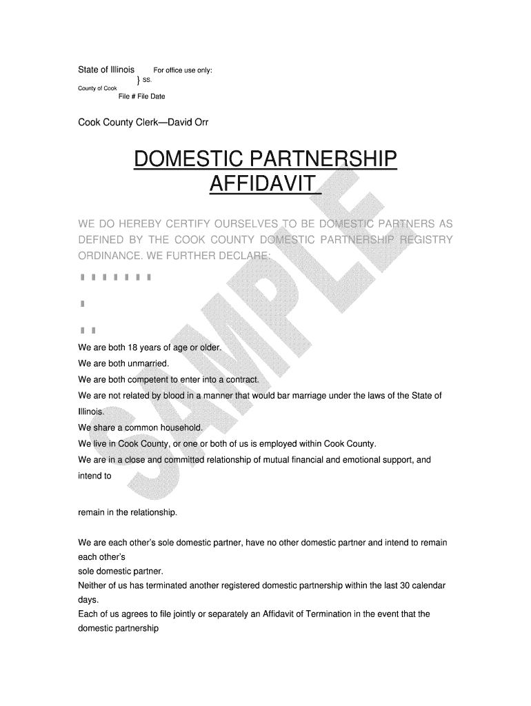 Fillable Online Domestic Partnership Affidavit - Cook County Clerk Fax ...