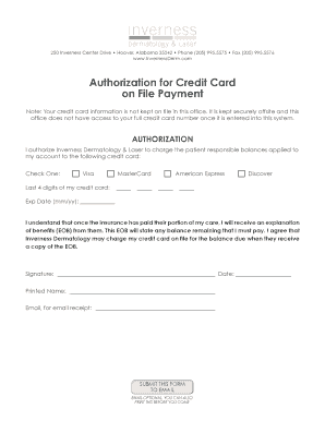 Authorization for Credit Card on File Payment - Inverness ...