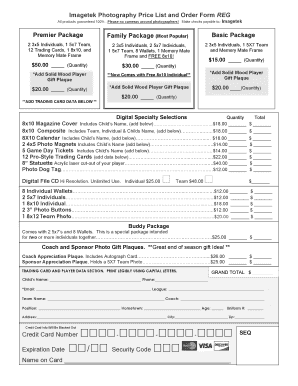 youth sports photography order form fillable printable samples sports photography order form template