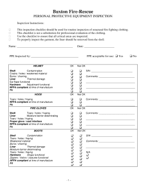 Fillable Online buxtonfr Buxton Fire Rescue Personal Protective