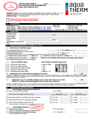 APPLICATION FORM 5 dated FOR PARTICIPATION IN - aquatherm-moscow