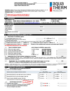 APPLICATION FORM , dated - aquatherm-moscow