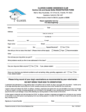 clarion canine obedience club