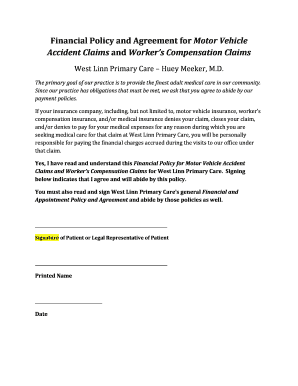 Financial Policy for Motor Vehicle Accident Claims and Worker's ...