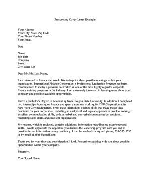 Sample letter request for closure bir job order pdf - Prospecting Cover Letter Example Your ... - Oregon State University