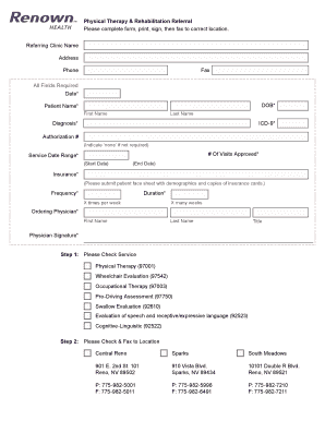 Physical Therapy amp Rehabilitation Referral Please complete bformb bb