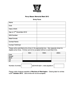 Percy Mason Level 3 Graded Meet 2012 External Entry Form