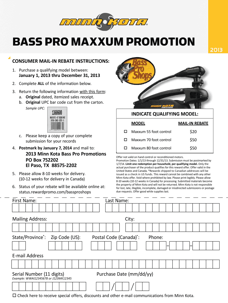 Fillable Online Bass Pro maxxum Promotion - Bass Pro Shops Fax Email ...