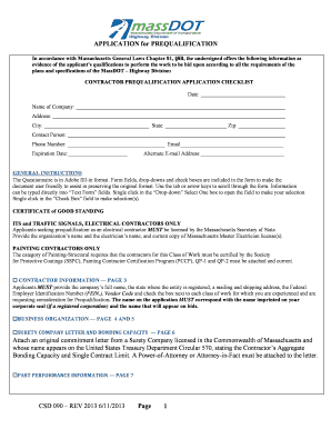 BAPPLICATIONb for PREQUALIFCATION - MassDOT