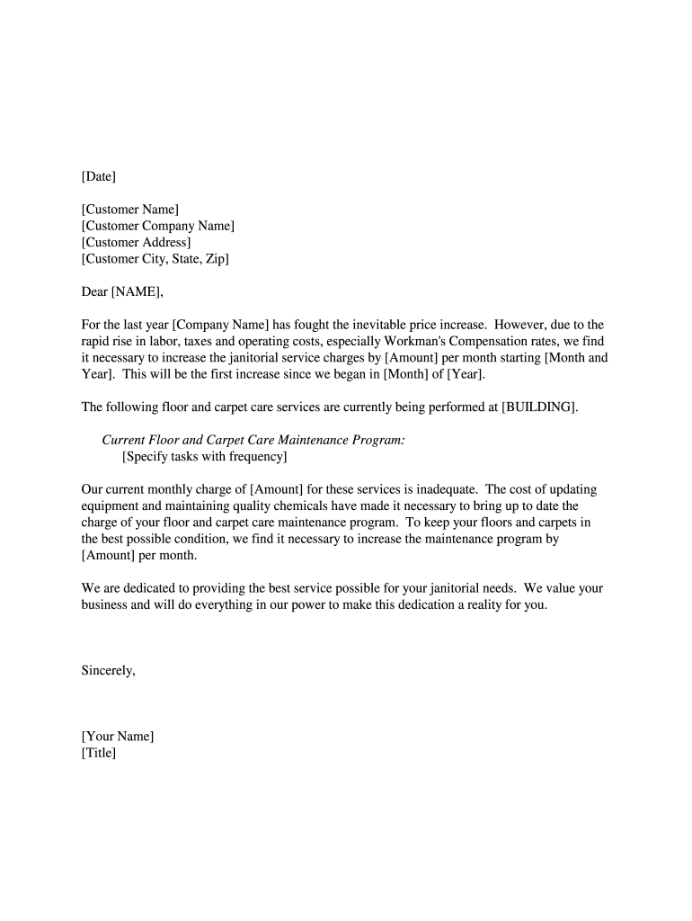 Price Increase Letter Template Sfiveband